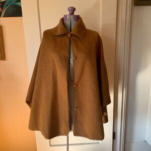 Peruvian 100% Alpaca Wool Camargo Cape Button Up Poncho Camel Jacket Cloak OS
